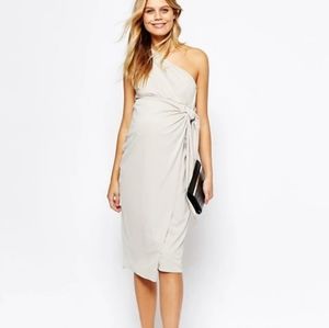 ASOS maternity one shoulder drape dress